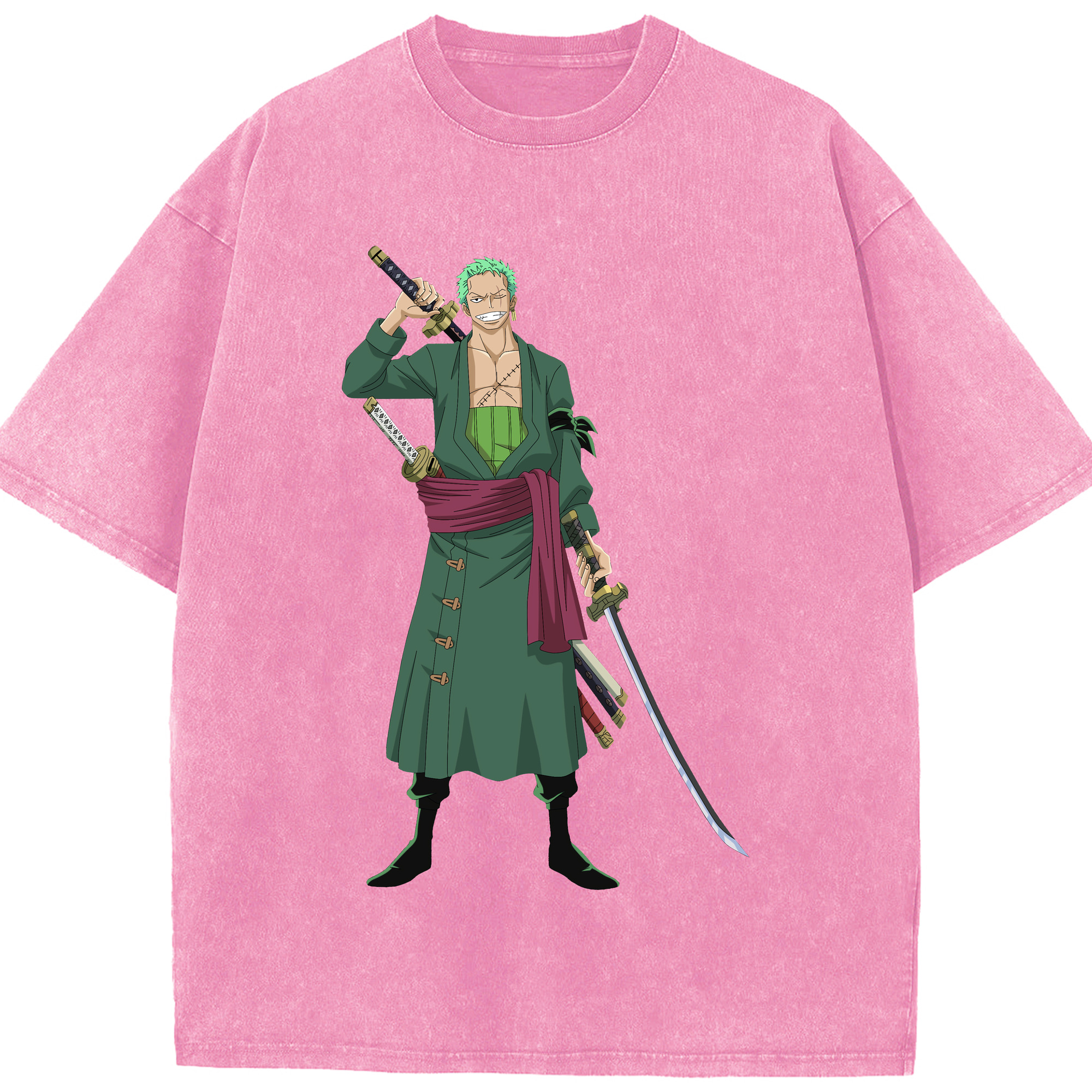 ワンピース ロロノア・ゾロ ONE PIECE Roronoa Zoro 綿100% ヴィンテージ風 半袖Tシャツ（フロントプリント）